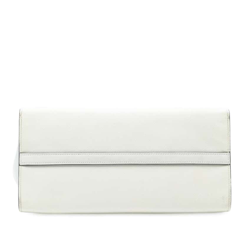 Prada City Calf Trimmed Saffiano Greche Paradigme Bag White Leather Good condition - Inside View