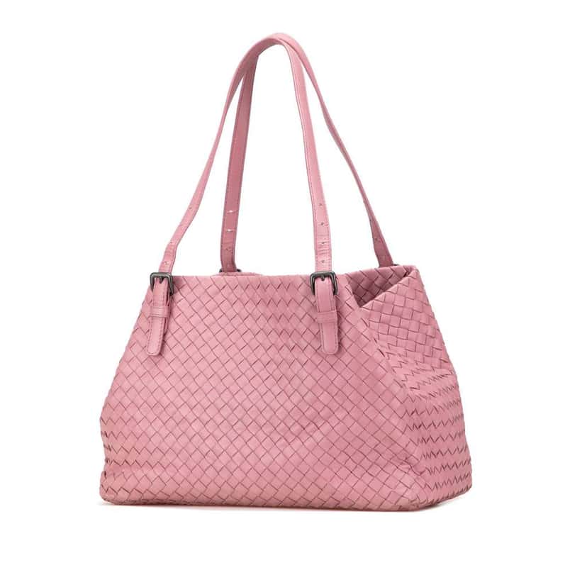 Bottega Veneta Medium Nappa Intrecciato Cesta Tote Pink Leather Good condition - Back View