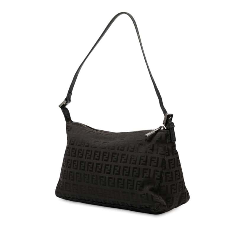 Fendi Zucchino Canvas Shoulder Bag Black Canvas Good condition - Back View
