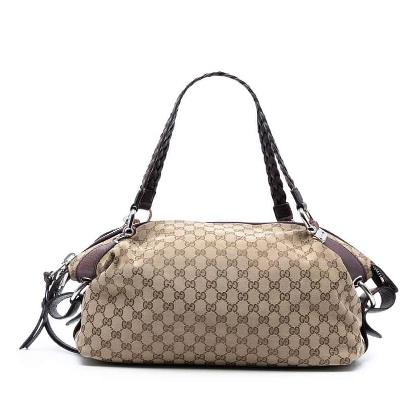 Gucci Medium GG Canvas Bamboo Bar Tote Brown Canvas Fair condition - Front View