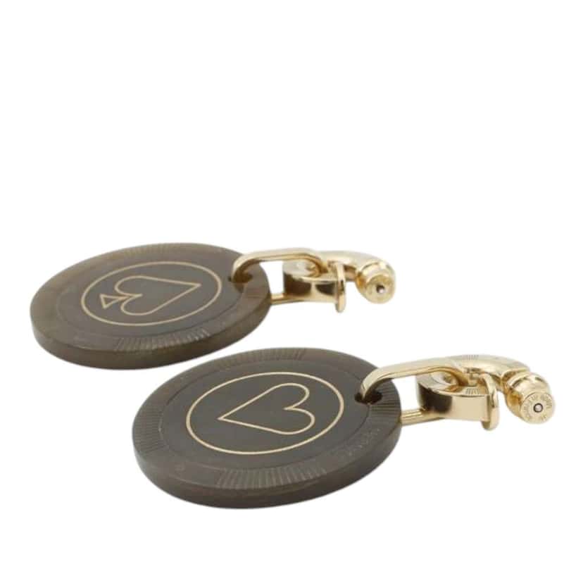 Hermès Gold Plated Horn Faites Vos Jeux Push Back Earrings Gold Metal Good condition - Inside View