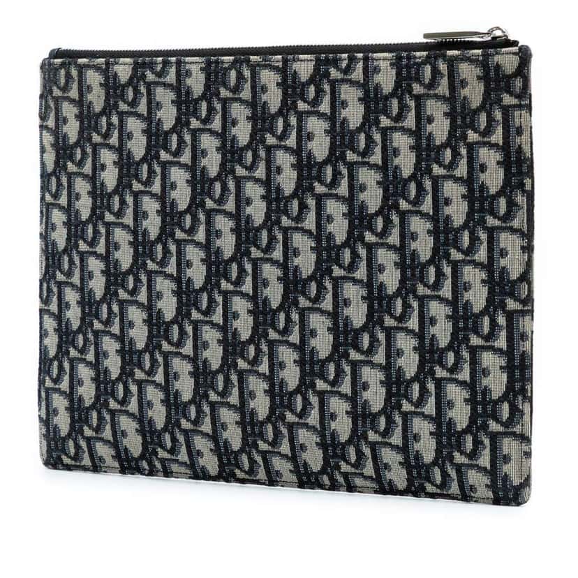 Dior Oblique Canvas Clutch Blue Canvas Good condition - Back View