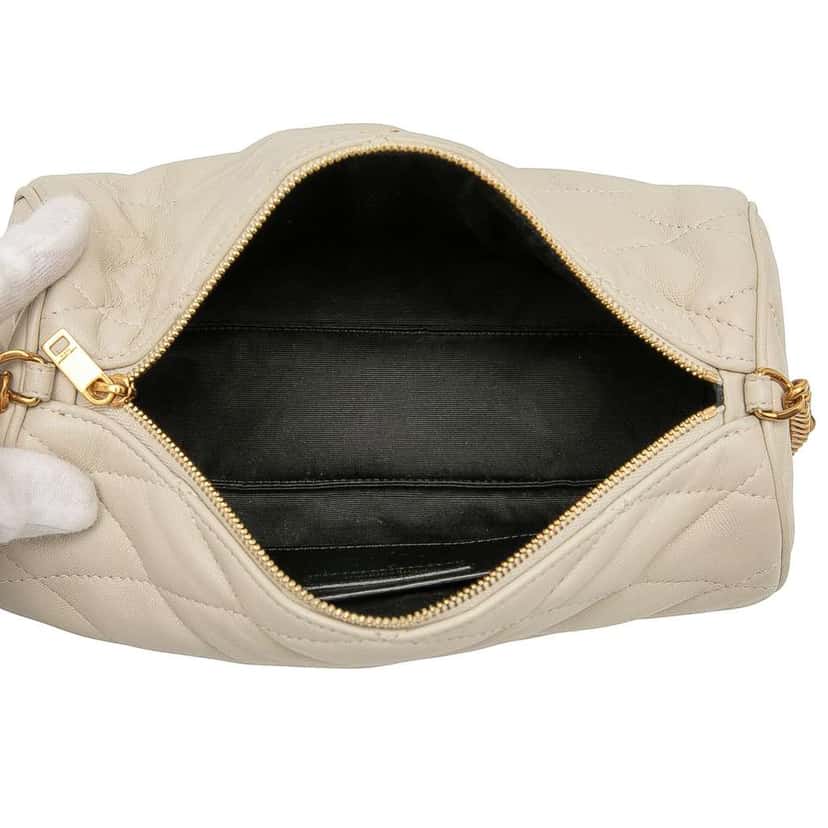 Saint Laurent Small Quilted Lambskin Sade Tube Bag White Leather Good condition - Model View