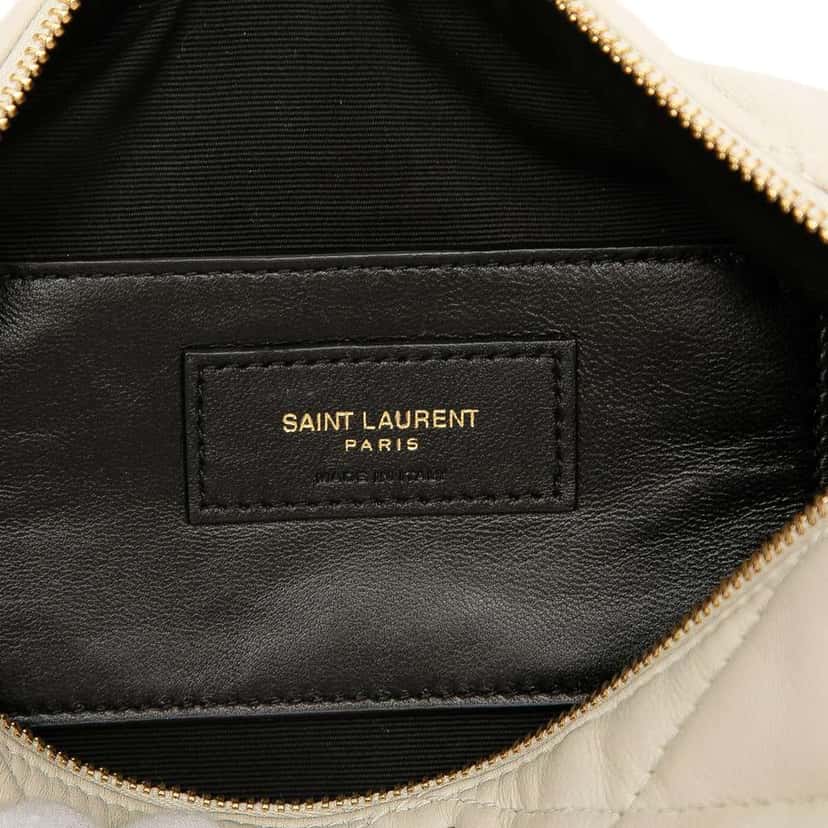 Saint Laurent Small Quilted Lambskin Sade Tube Bag White Leather Good condition - Box View