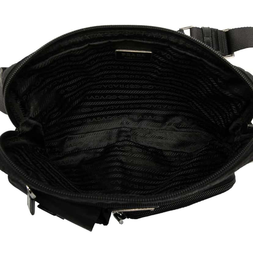 Prada Tessuto Multi Pocket Belt Bag Black Good condition - Model View
