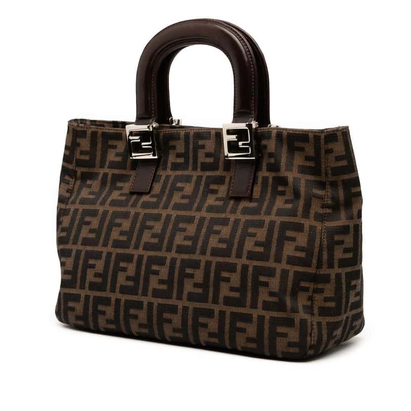 Fendi Small Zucca Canvas Twins Tote Brown Canvas Good condition - Back View