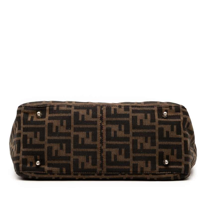 Fendi Small Zucca Canvas Twins Tote Brown Canvas Good condition - Inside View