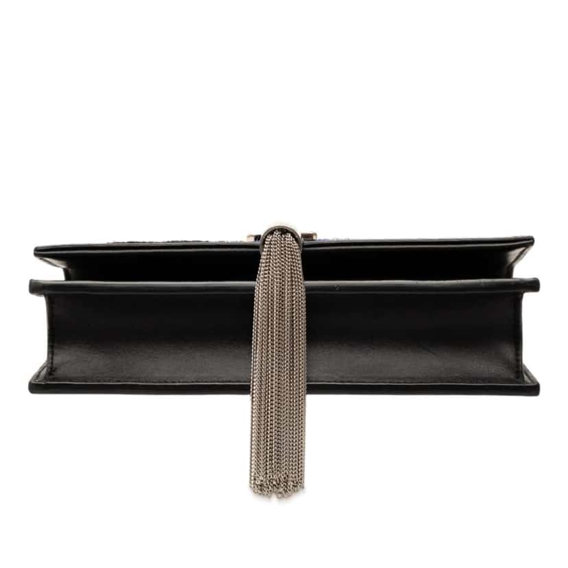 Saint Laurent Calfskin Cloud Star Applique Classic Monogram Kate Tassel Wallet on Chain Black Leather Very good condition - Inside View