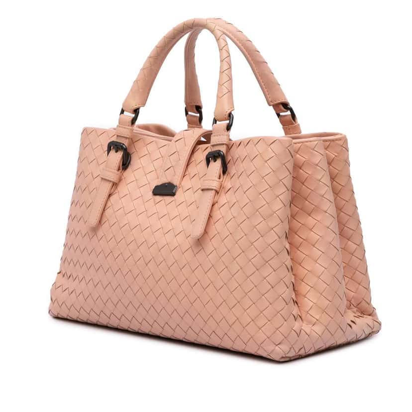 Bottega Veneta Small Nappa Intrecciato Roma Satchel Pink Leather Good condition - Back View