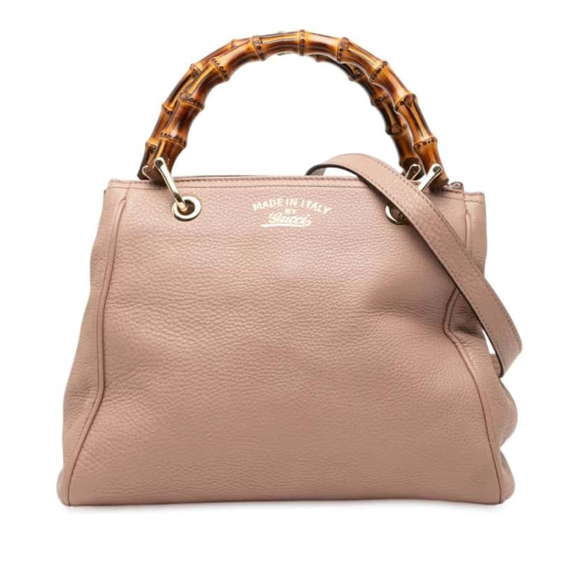 Gucci Small Calfskin Bamboo Shopper Satchel Pink Leather Very good condition - Front View