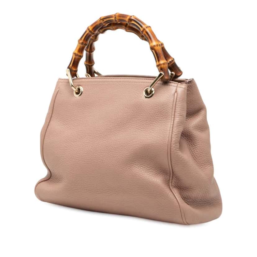 Gucci Small Calfskin Bamboo Shopper Satchel Pink Leather Very good condition - Back View