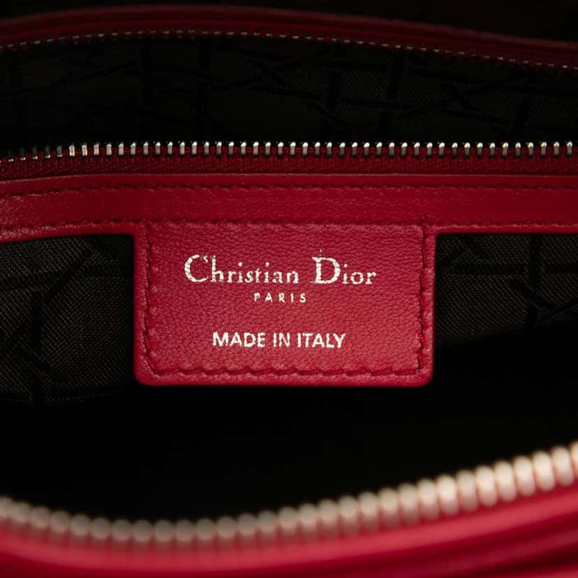 Dior Large Lambskin Cannage Lady Dior Red Leather Very good condition - Box View