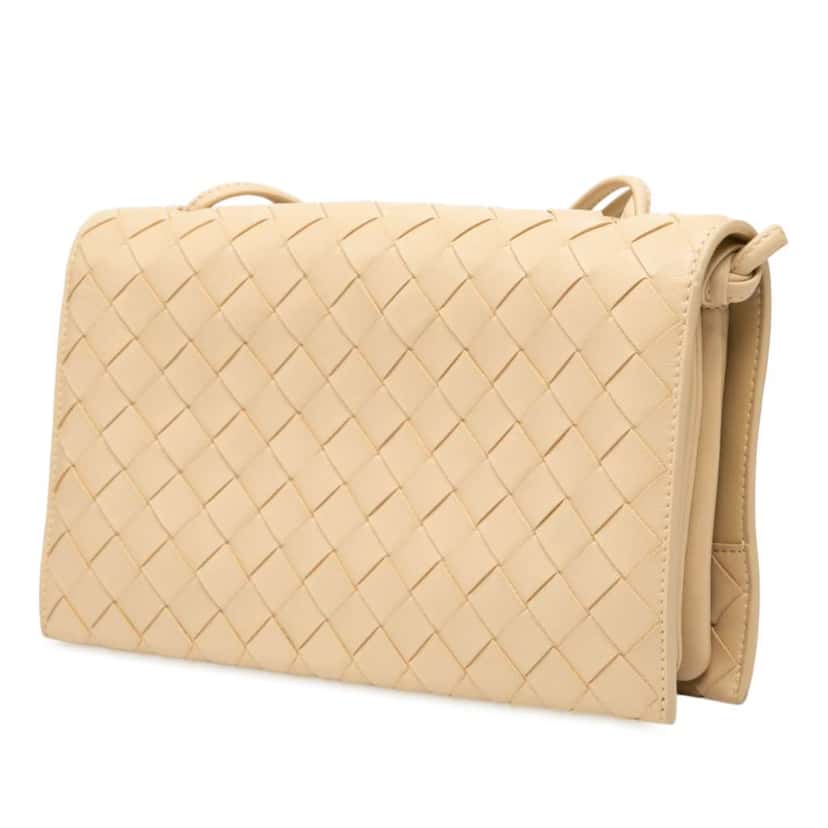 Bottega Veneta Nappa Intrecciato Trio Pouch On Strap Brown Leather Good condition - Back View