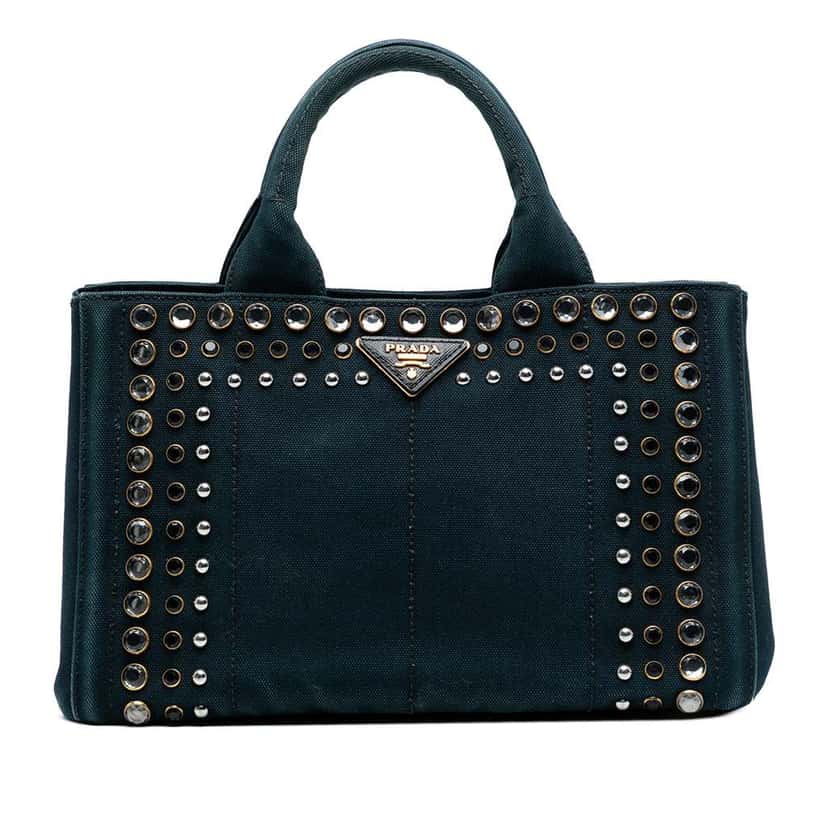 Prada Small Canvas Canapa Bijoux Satchel Blue Canvas Good condition - Front View