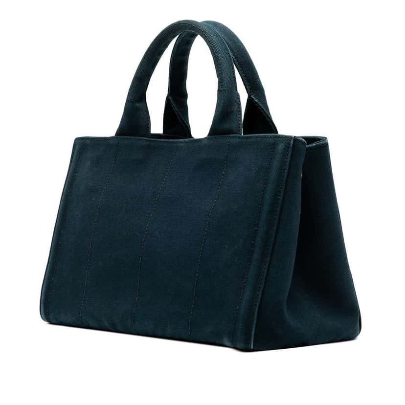 Prada Small Canvas Canapa Bijoux Satchel Blue Canvas Good condition - Back View
