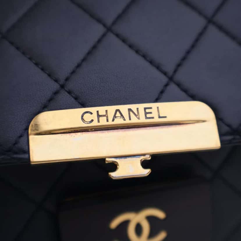 Chanel Mini Lambskin Beauty Lock Flap Blue Leather Good condition - Box View