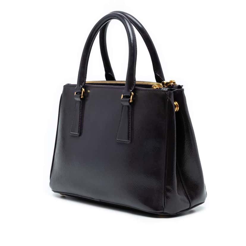 Prada Small Saffiano Vernice Galleria Double Zip Satchel Purple Leather Good condition - Back View