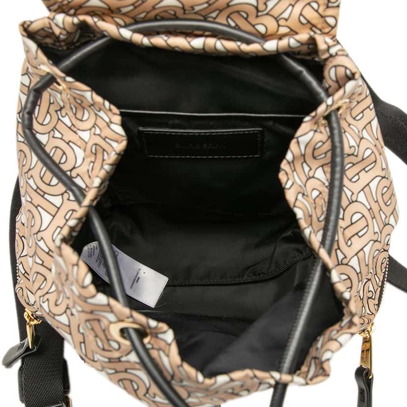 Burberry TB Monogram Nylon Backpack Brown Good condition - Model View