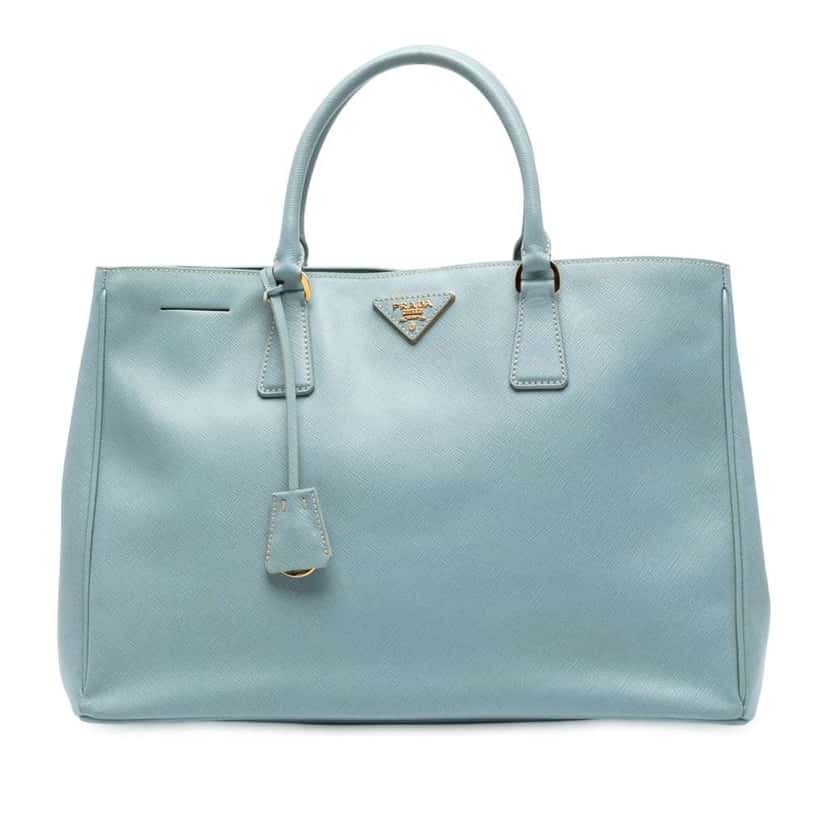Prada Large Saffiano Lux Galleria Satchel Blue Leather Good condition - Front View
