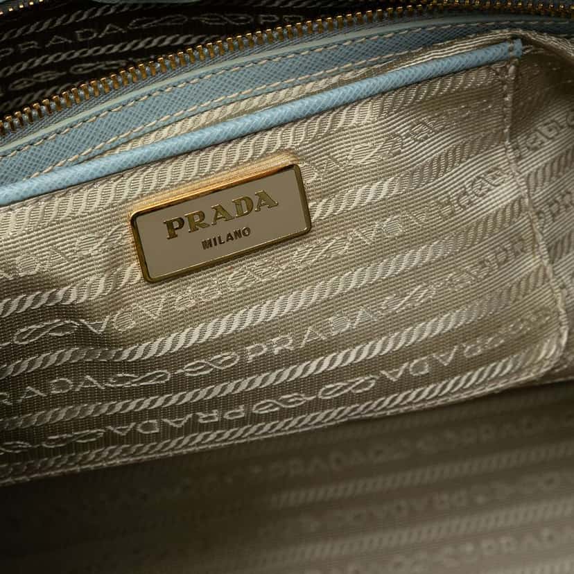 Prada Large Saffiano Lux Galleria Satchel Blue Leather Good condition - Box View