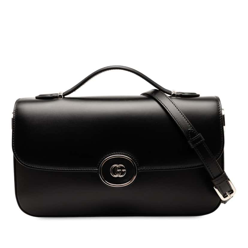 Gucci Small Leather Petite GG Satchel Black Leather Good condition - Front View