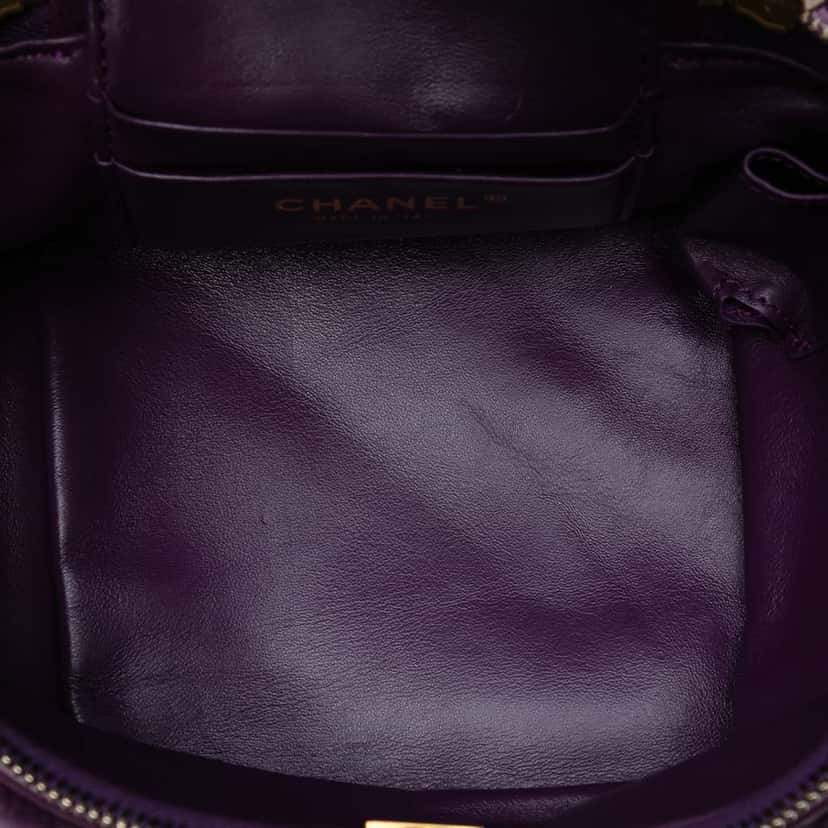 Chanel Small Quilted Shearling Vanity Case Purple Good condition - Model View