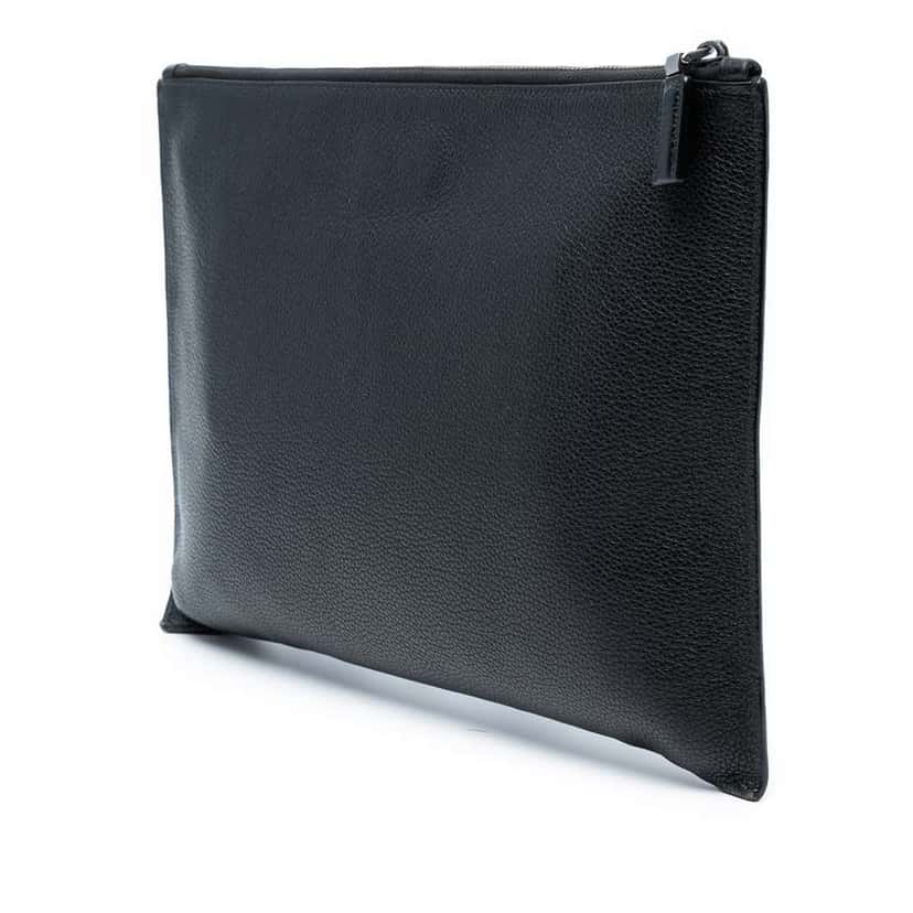Prada Vitello Phenix Clutch Black Leather Good condition - Back View