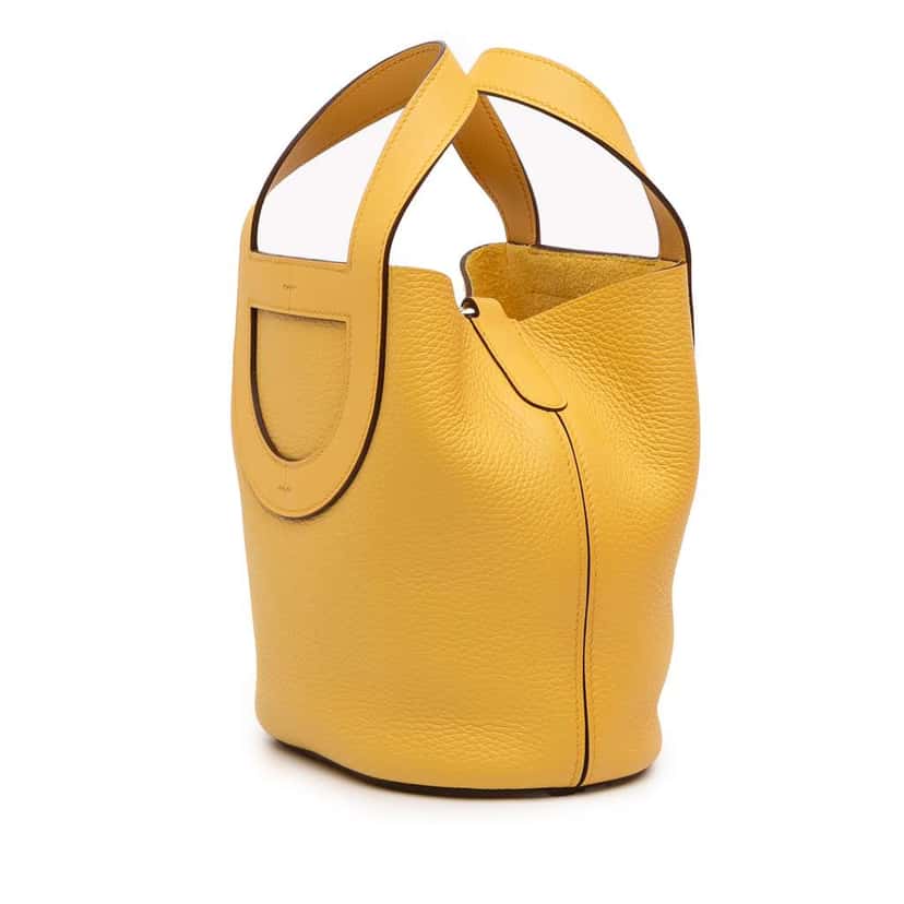 Hermès Clemence and Swift In The Loop 18 Yellow Leather Good condition - Back View