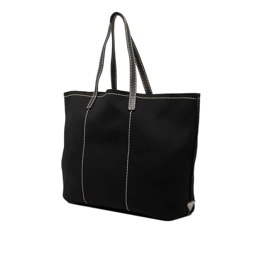 Prada Neoprene Logo Shopping Tote Black Polyester Good condition - Back View