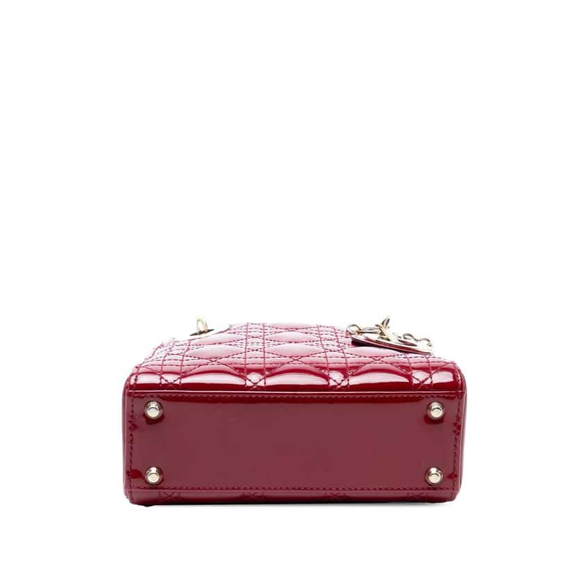 Dior Mini Patent Cannage Lady Dior Red Leather Good condition - Inside View