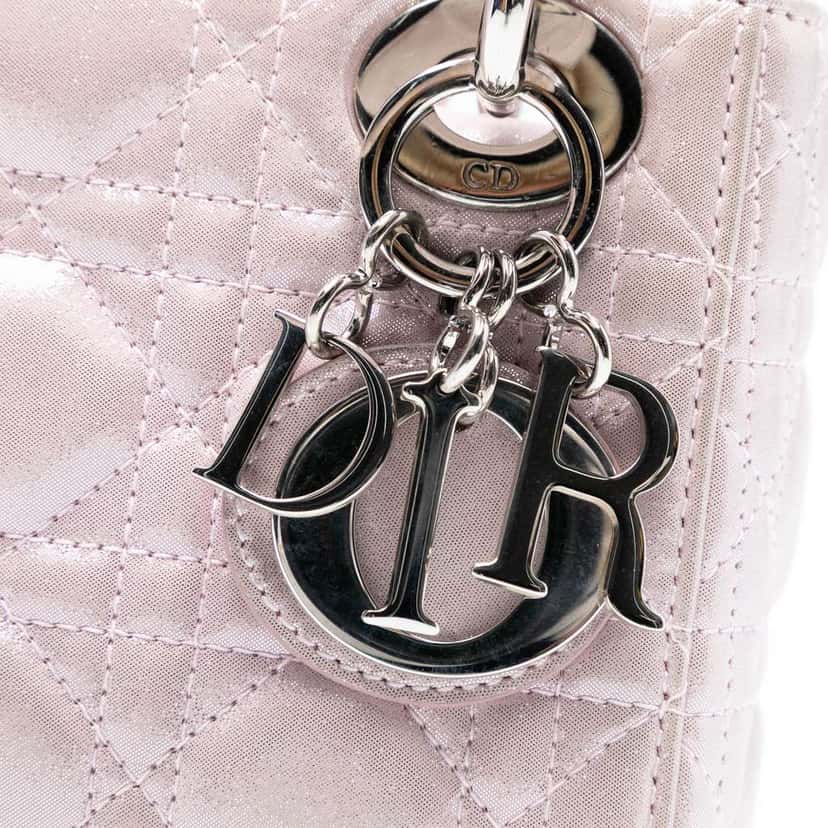 Dior Mini Iridescent Lambskin Cannage Lady Dior Pink Leather Good condition - Box View