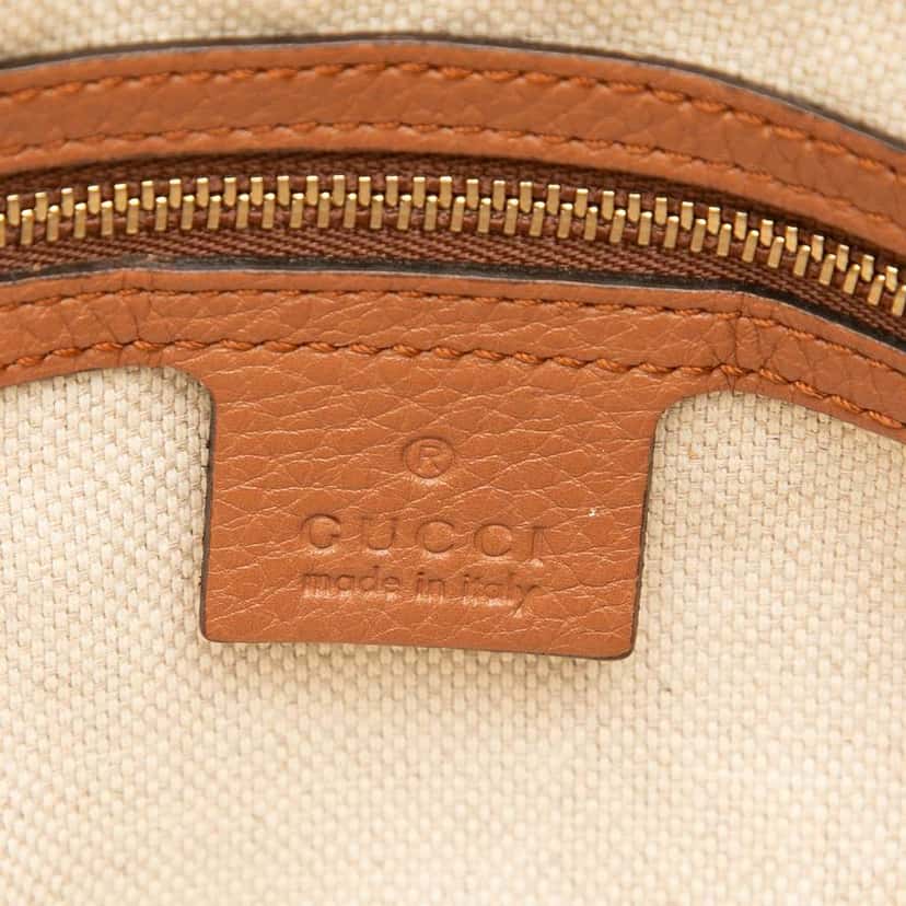 Gucci Pebbled Leather Soho Chain Zip Shoulder Bag Brown Leather Good condition - Box View