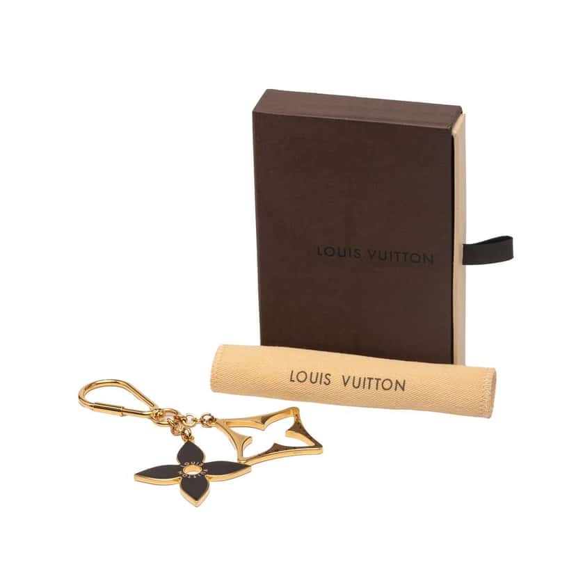 Louis Vuitton Gold Plated Enamel Puzzle Key Ring and Bag Charm Gold Metal Good condition - Box View