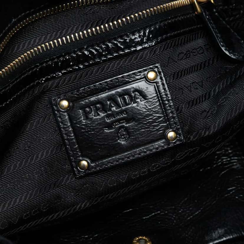 Prada Naplak Trimmed Tessuto Side Zip Tote Black Good condition - Box View