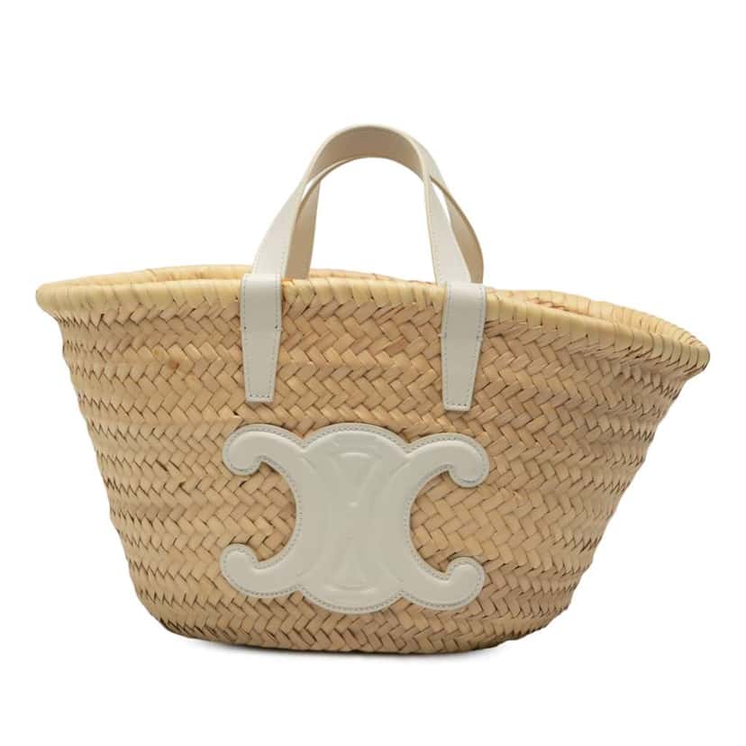 Celine Small Raffia Cuir Triomphe Classic Panier Tote Brown Good condition - Front View