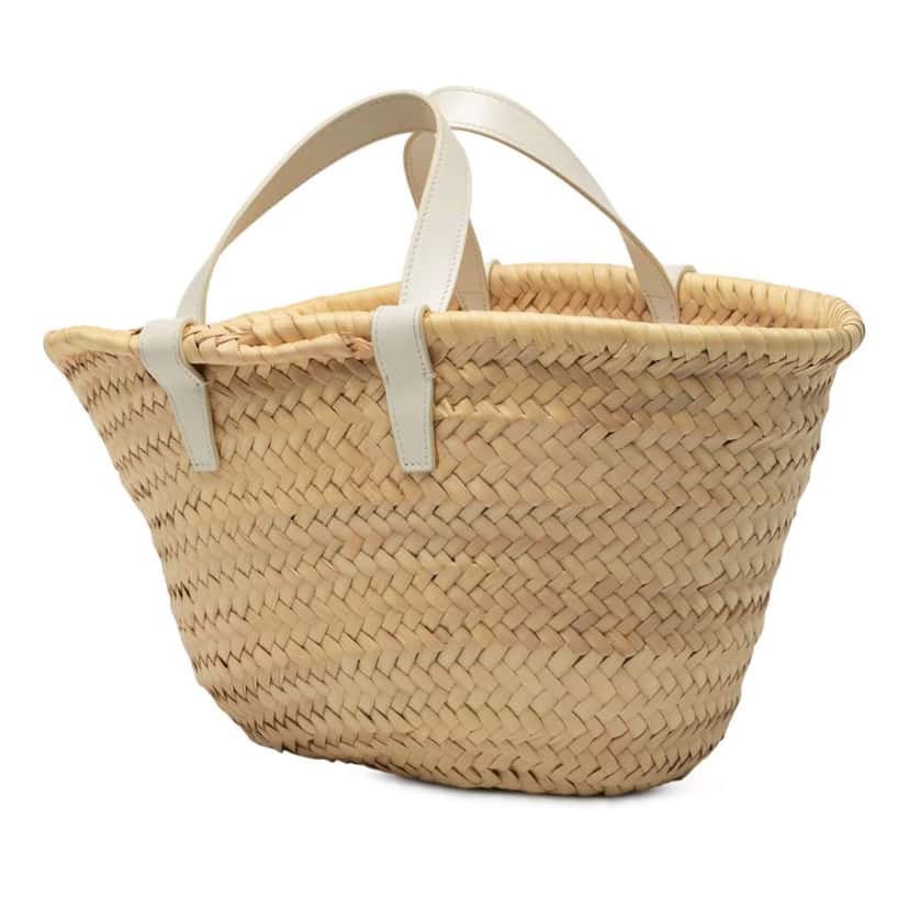 Celine Small Raffia Cuir Triomphe Classic Panier Tote Brown Good condition - Back View
