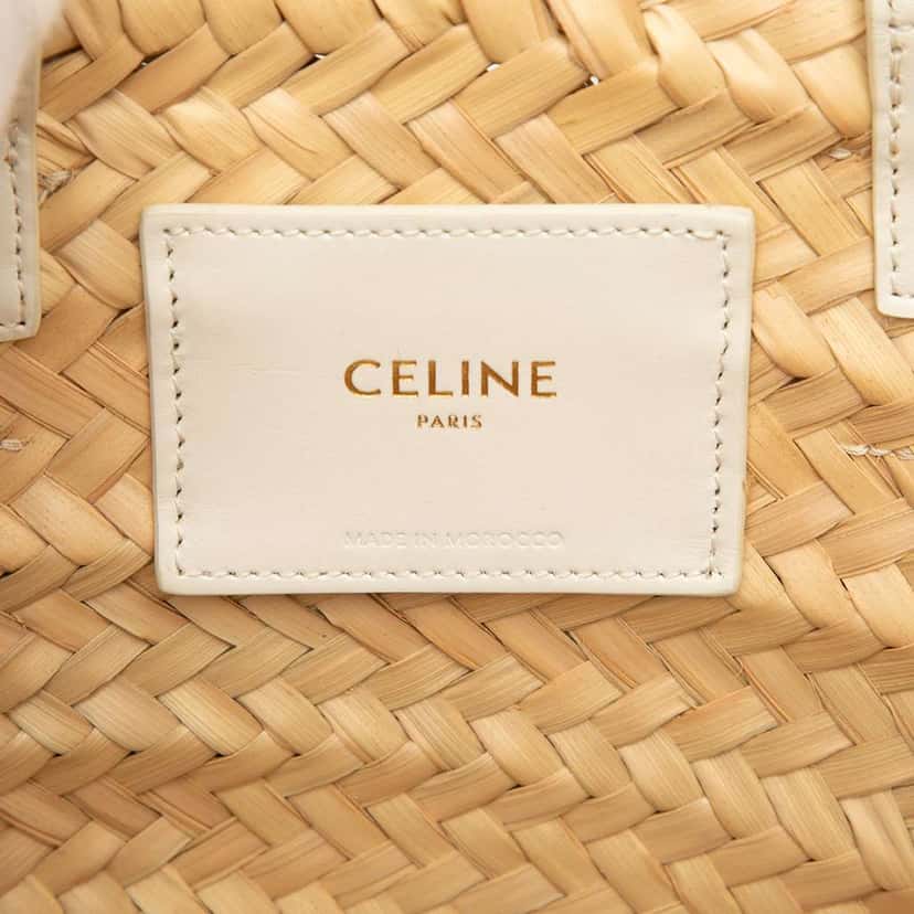 Celine Small Raffia Cuir Triomphe Classic Panier Tote Brown Good condition - Box View