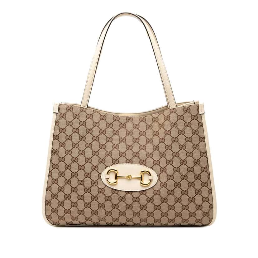 Gucci Medium GG Canvas Horsebit 1955 Tote Brown Canvas Good condition - Front View