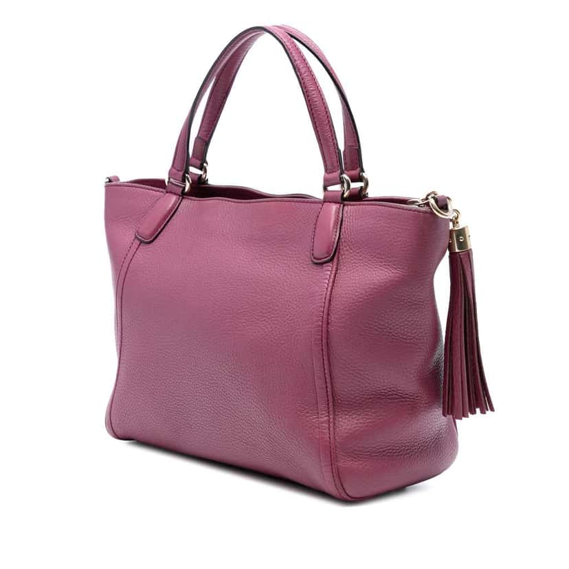 Gucci Small Pebbled Leather Soho Cellarius Satchel Purple Leather Good condition - Back View