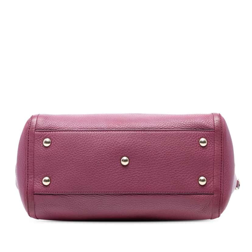 Gucci Small Pebbled Leather Soho Cellarius Satchel Purple Leather Good condition - Inside View