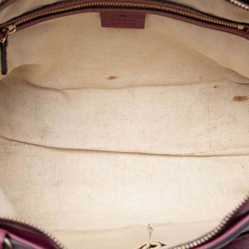 Gucci Small Pebbled Leather Soho Cellarius Satchel Purple Leather Good condition - Model View