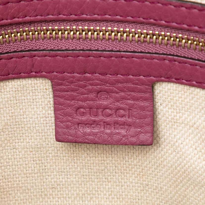 Gucci Small Pebbled Leather Soho Cellarius Satchel Purple Leather Good condition - Box View