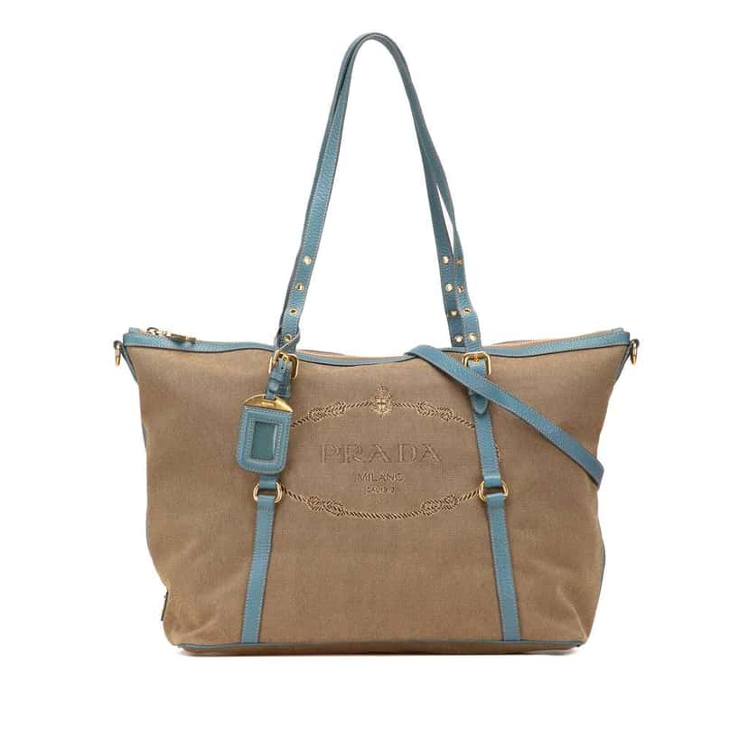 Prada Canvas Canapa Logo Satchel Brown Canvas Good condition - Front View