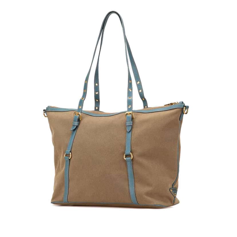 Prada Canvas Canapa Logo Satchel Brown Canvas Good condition - Back View