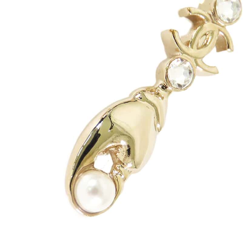 Chanel Gold Plated Rhinestone Embellished Ribbon Marine Brooch Gold Metal Good condition - Box View