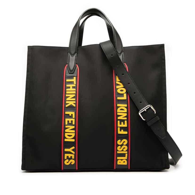 Fendi Large Nylon Think Fendi Yes Shopper Tote Black Good condition - Front View