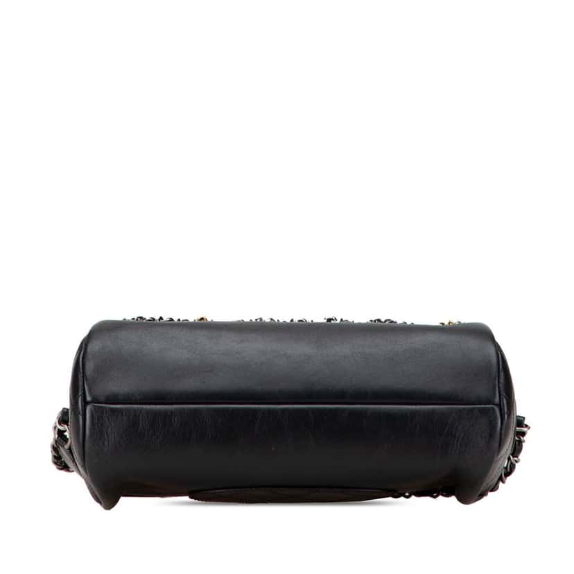 Chanel Calfskin Signature Chain Signe Bowling Bag Black Leather Good condition - Inside View