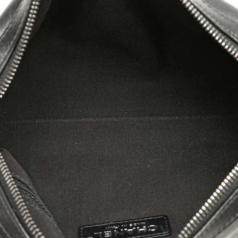 Chanel Calfskin Signature Chain Signe Bowling Bag Black Leather Good condition - Model View