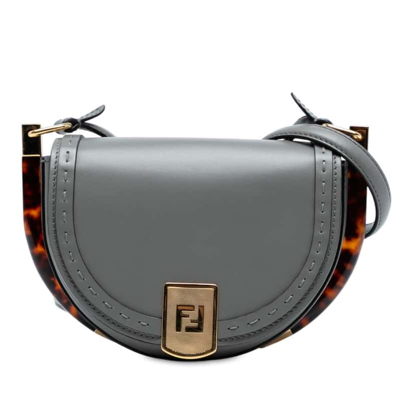 Fendi Leather Moonlight Crossbody Grey Leather Very good condition - Front View