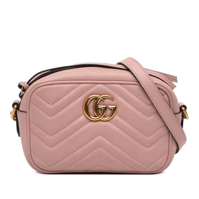 Gucci Mini GG Marmont Matelasse Leather Crossbody Pink Leather Good condition - Front View